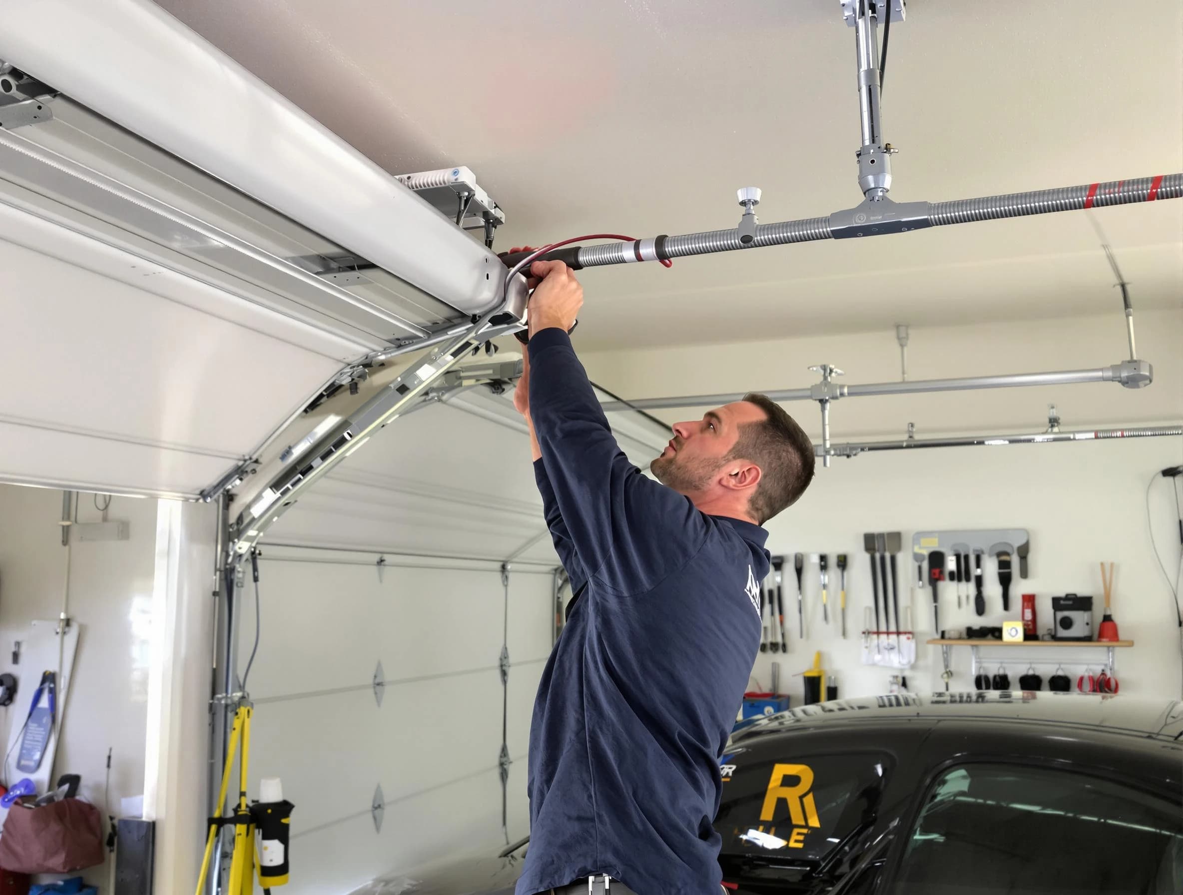 Summit Garage Door Repair technician performing garage door cable repair in Summit