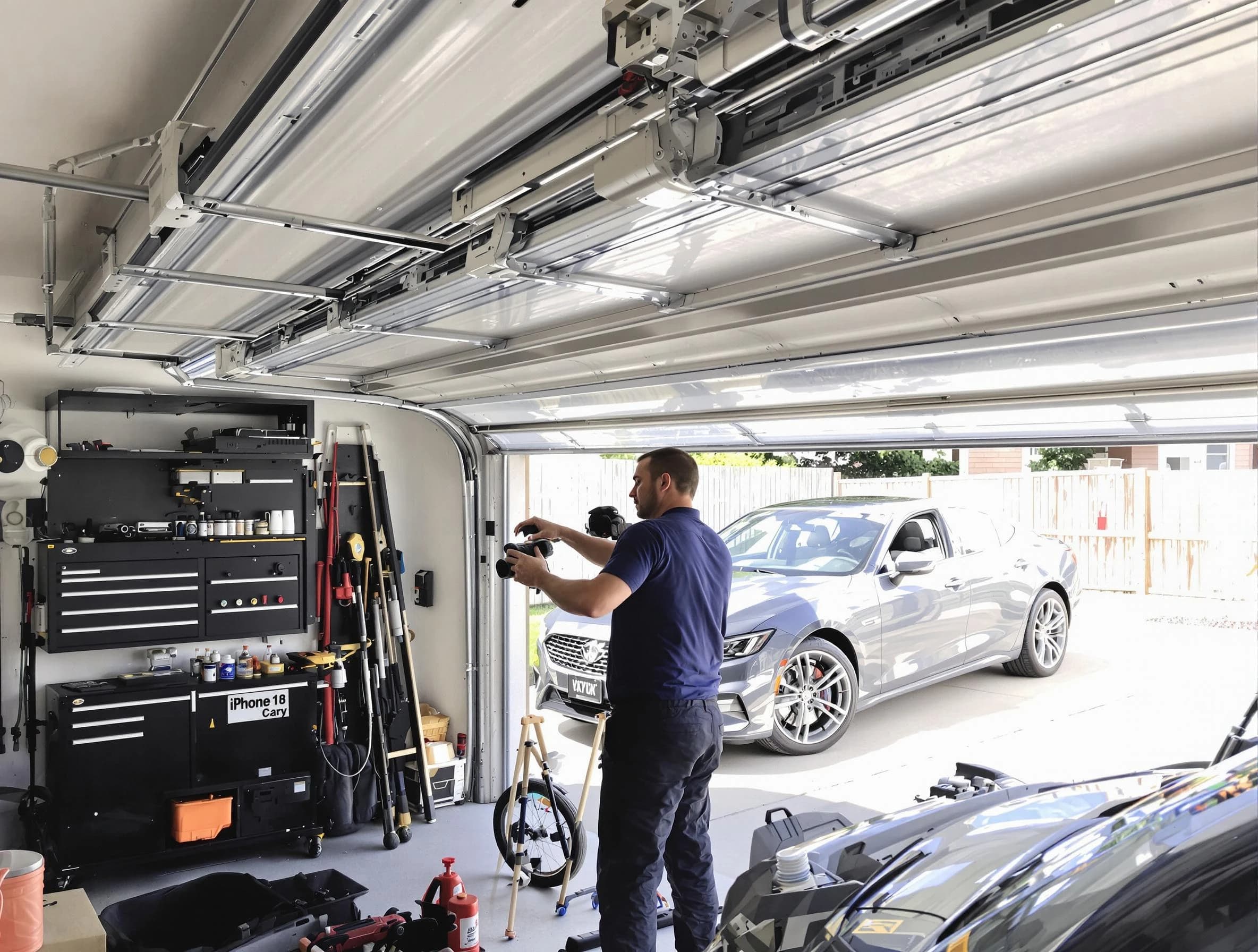 Summit Garage Door Repair technician fixing noisy garage door in Summit