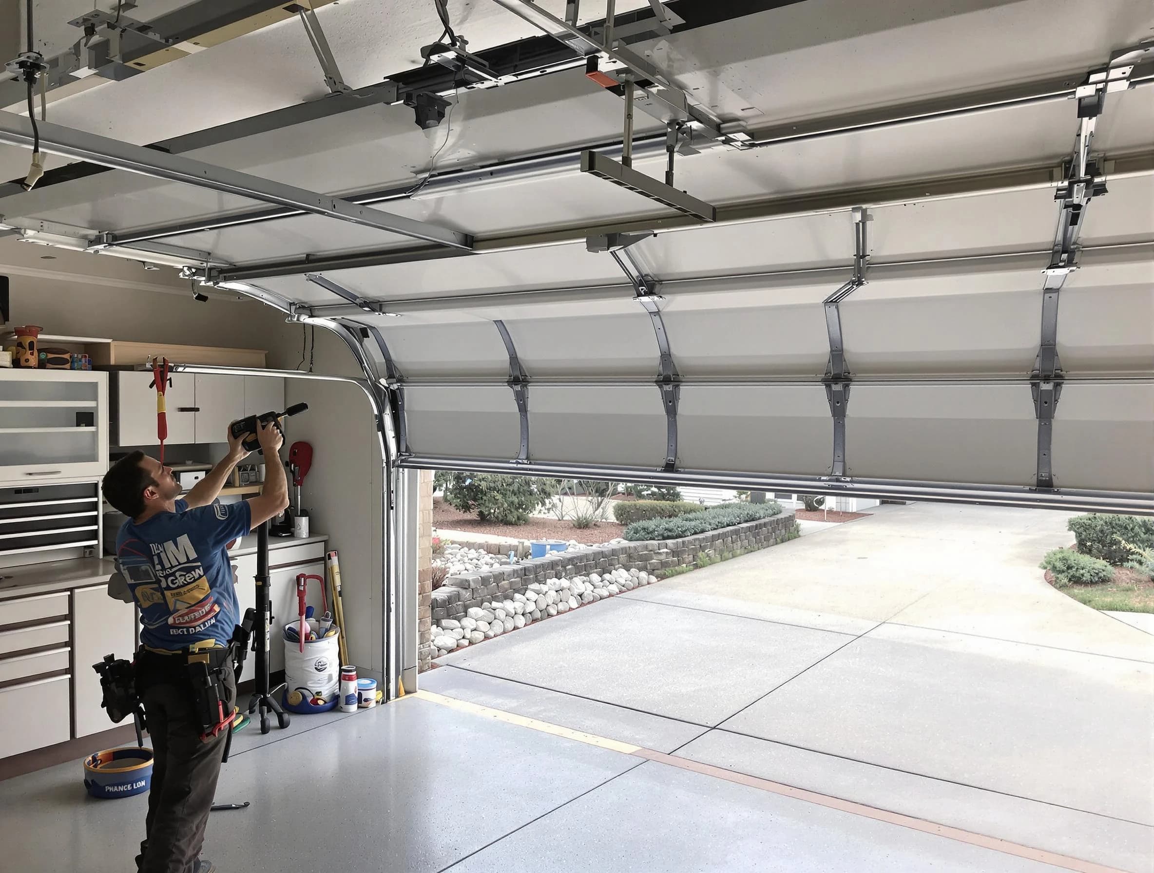 Garage door track repair service by Summit Garage Door Repair in Summit