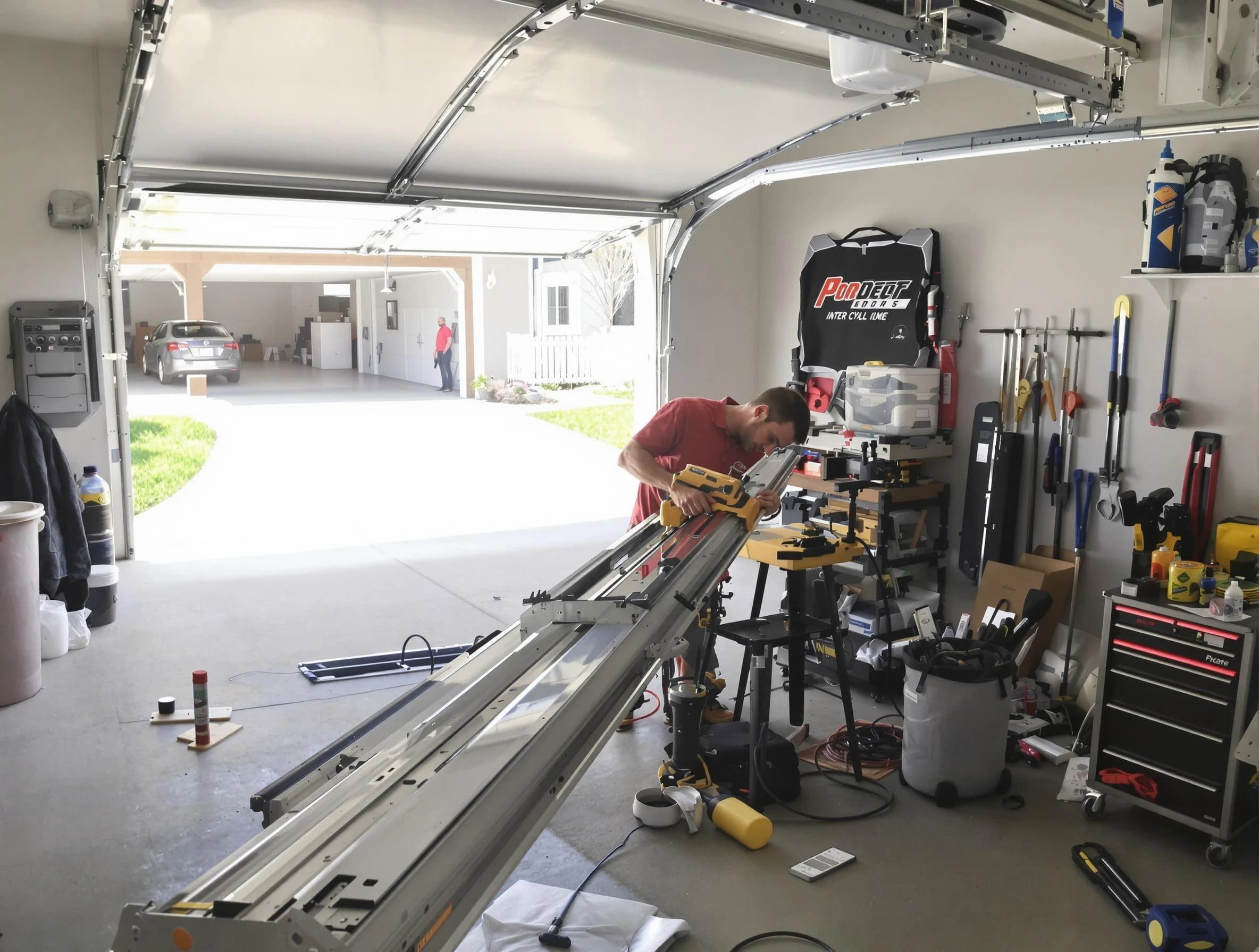 Summit Garage Door Repair expert performing track repair in Summit